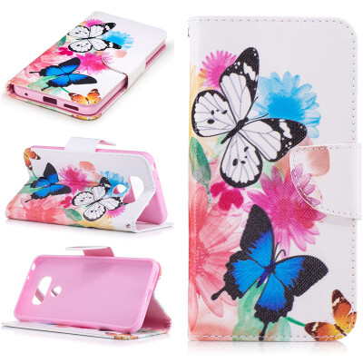 

Two Butterflies Design PU Leather Flip Cover Wallet Card Holder Case for LG G6