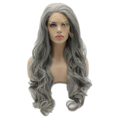 

Iwona Synthetic Hair Lace Front Long Wavy Gray Wig