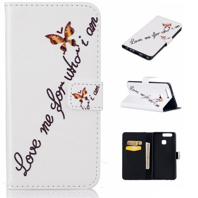 

Butterfly Design PU Leather Flip Cover Wallet Card Holder Case for HUAWEI P9