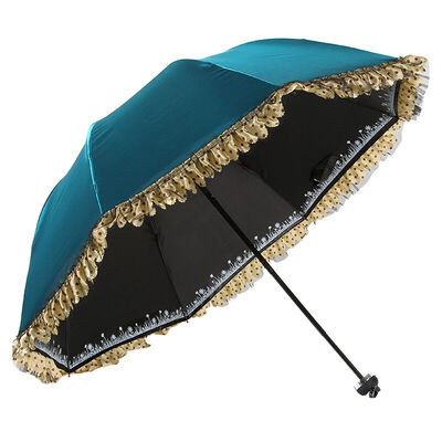 

Parkson sun umbrella sun protection UV umbrella three fold sunny rain umbrella lace female vinyl umbrella 4320 Po Lan