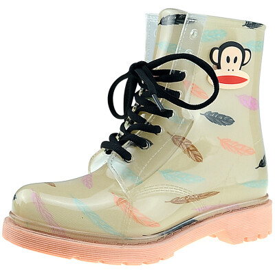 

PaulFrank big mouth monkey rain boots fashion rain boots in the tube Martin water shoes PF1005 brown 36