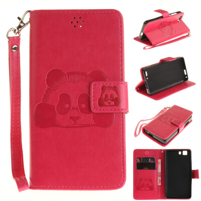 

Rose Panda Style Embossing Classic Flip Cover with Stand Function and Credit Card Slot for Dooge X5