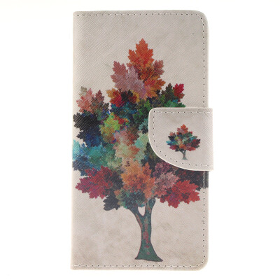 

Colorful tree Design PU Leather Flip Cover Wallet Card Holder Case for Sony Xperia M2