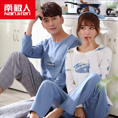 

Antarctic Nanjiren cotton pajamas home service men&women couples pajamas can wear long sleeves sets of cotton leisure home service suit men leisure dolphin