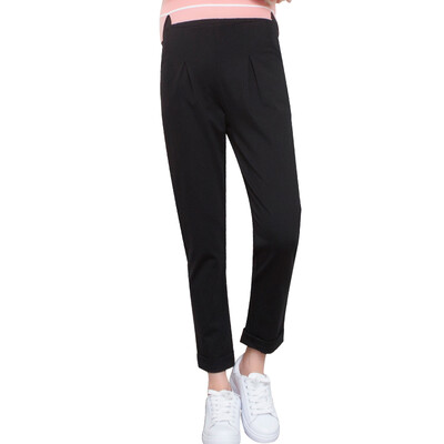 

Antarctic nanjiren casual pants female simple wild wide leg pants fashion nine pants pants models black S 15564