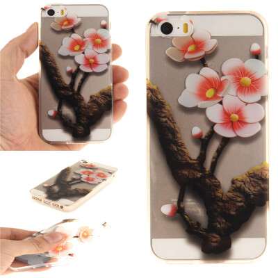 

Four plum blossoms Pattern Soft Thin TPU Rubber Silicone Gel Case Cover for IPHONE 55S5SE