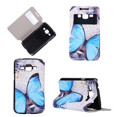 

Blue Butterfly Design PU Leather Flip Cover Wallet Card Holder Case for Samsung Galaxy J1