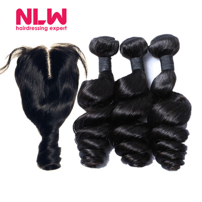 

Best Quality 8a Grade loose wave Malaysian lace frontal closure with 4 bundles human hair weave 100% human hair Weft 5pcs/Lot