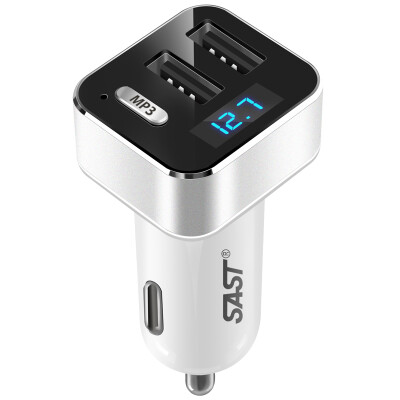 

SAST Car Kit MP3 Bluetooth Music Player AY-T17S Blue 3.4A Double USB Ports LED Screen Voltage Detector