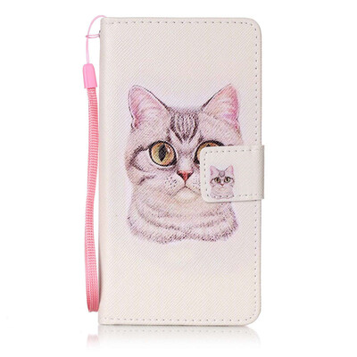 

Короткие волосы Cat Дизайн PU кожа флип Обложка Кошелек Карты Держатель чехол для Huawei P9