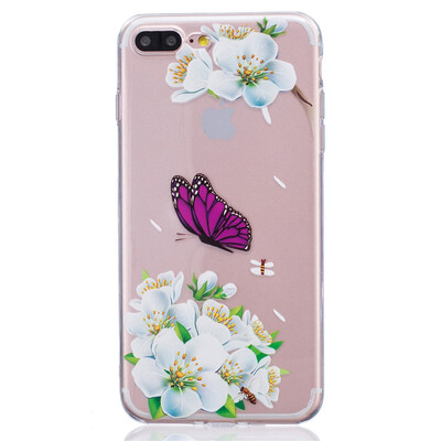 

Purple Butterfly Pattern Soft Thin TPU Rubber Silicone Gel Case Cover for IPHON 7 Plus