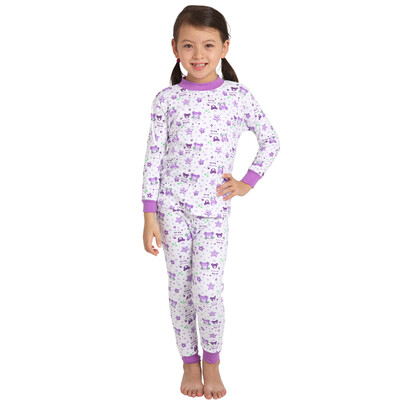 

Red beans (Hodo) girls cotton underwear large children half-high-necked cartoon printing underwear sets HD50862 purple 130