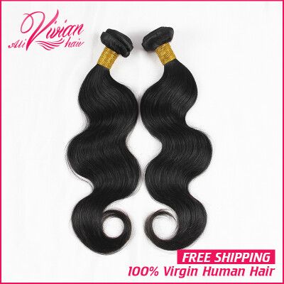 

Brazilian Virgin Hair 2 bundles Body Wave 7A Unprocessed Human Hair Bundle Extensions Natural Color 1B