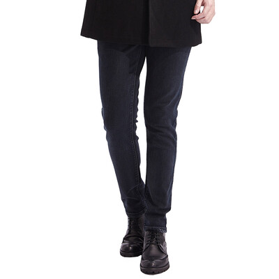 

Aston men 's water wash Slim feet do old straight edging jeans black gray 33 A4200001