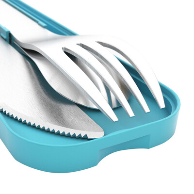 

Monbento stainless steel portable tableware knife&fork spoon three - piece light blue 1007 01 004