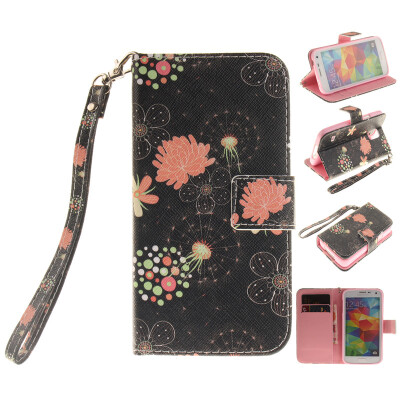 

Colorful flowers Design PU Leather Flip Cover Wallet Card Holder Case for SAMSUNG GALAXY S5