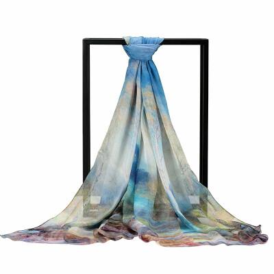 

Jingdong supermarket] Ms. Bao Shengxiang silk scarf chiffon long scarf female models scarf air conditioning shawl pretty flowers s9116
