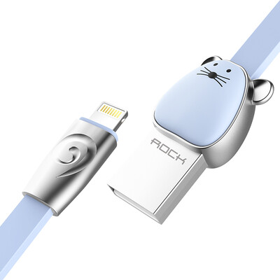 

ROCK Cartoon Charging Cable for iPhoneX 10 8Plus 7 6s SE 5 iPad 1m blue mouse