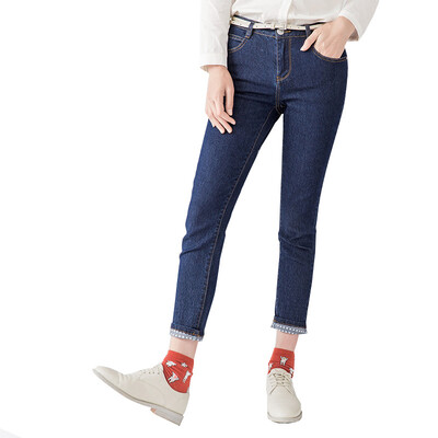 

INMAN elastic thin legs pants nine pants leggings denim blue  1863334579