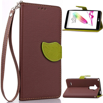 

Brown Design PU Leather Flip Cover Wallet Card Holder Case for LG G4 Stylus