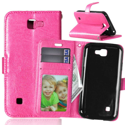 

Rose red Style Classic Flip Cover with Stand Function and Credit Card Slot for LG K3 LS450