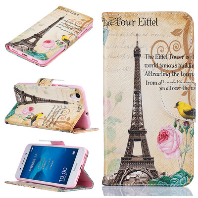 

Paris Tower Design PU Leather Flip Cover Wallet Card Holder Case for HUAWEI Y6 IIHonor 5A