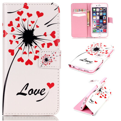 

Love heart dandelion Design PU Leather Flip Cover Wallet Card Holder Case for IPHONE 6/6S