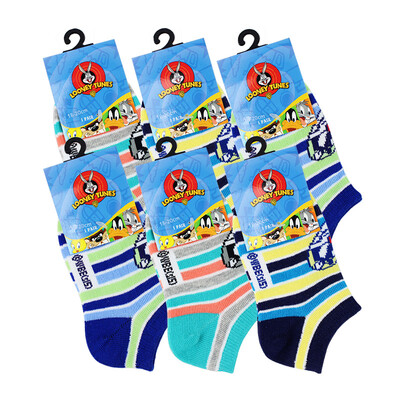 

LOONEY TUNES / Lotto Детские носки 6 Двойные полосатые носки для лодок BONNY COOK COTTON Kids T-Kids Детские носки 14-16 см