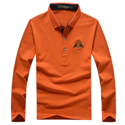 

Jeep Shield Polo Shirt Мужская футболка с длинным рукавом с отворотом, сплошная рубашка POLO D9288 Orange L