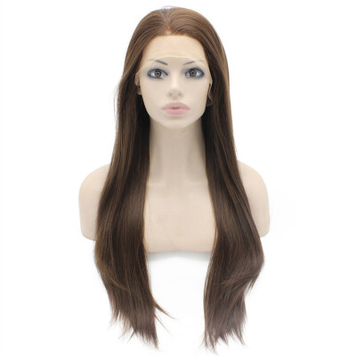 

Long Straight Brown Mix Natural Synthetic Lace Front Wig