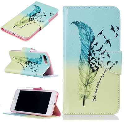 

Feathers&birds Design PU Leather Flip Cover Wallet Card Holder Case for IPHONE 7 Plus