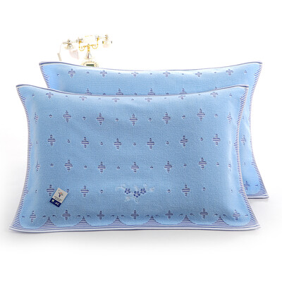 

Gold cotton twistless satin jacquard pillow towel G2056H blue two loaded