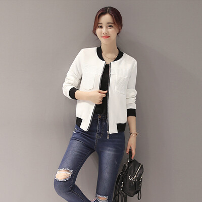 

VIVAHEART Korean Slim Fashion Lifestyle Simple Round Collar Long Sleeve Baseball Skirt Short Jacket VWJK169431 White