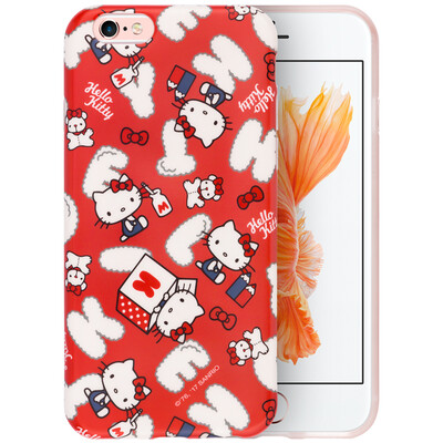 

You Plus Hello Kitty Series iPhone6 ​​ 6s Mobile Shell Case Cartoon silicone shatter-resistant soft cotton candy Katie red