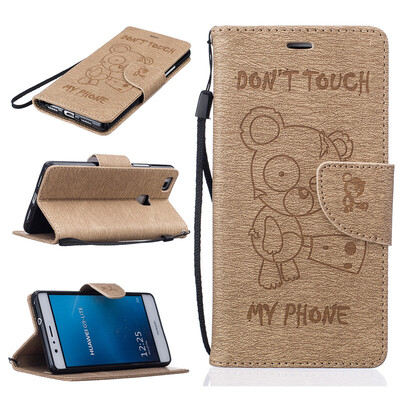

Golden Bear Embossed PU Leather Wallet Case Classic Flip Cover with Stand Function and Credit Card Slot for HUAWEI P9 Lite