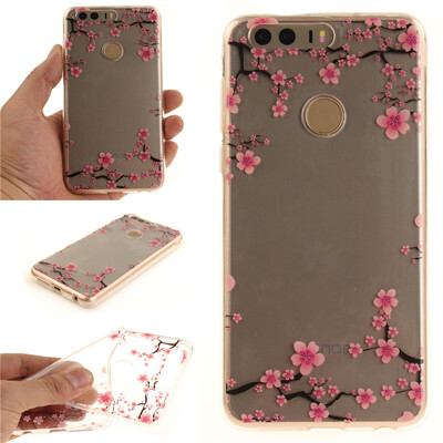 

Up&down plum blossom Pattern Soft Thin TPU Rubber Silicone Gel Case Cover for HUAWEI Honor 8