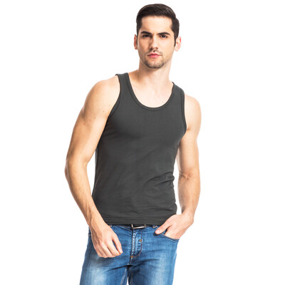 

THREEGUN men's Lycra cottn vest with round collar