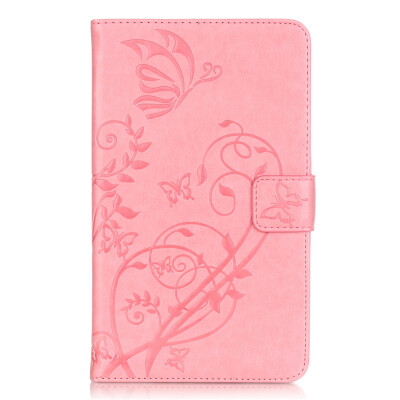 

Pink Flower Design PU Leather Flip Cover Wallet Card Holder Case for SAMSUNG T815