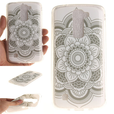 

White flowers Pattern Soft Thin TPU Rubber Silicone Gel Case Cover for LG K8