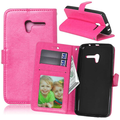 

Rose red Style Classic Flip Cover with Stand Function and Credit Card Slot for Alcatel Pop 3 5
