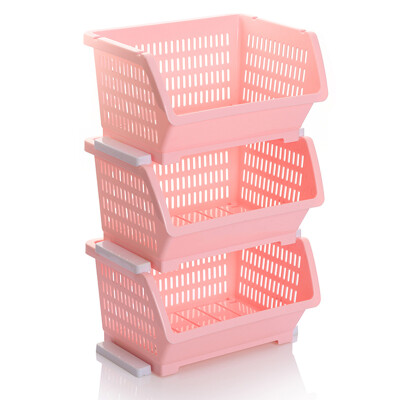 

Jingdong supermarket] space workers fruit and vegetable storage baskets kitchen shelves diagonal stack storage basket storage box storage basket 3 loaded beige KF10264