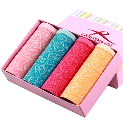 

Langsha (LangSha) LW6037 дамы нижнее белье эластичные хлопковые шорты печатная талия сексуальные женские трусики четыре смешанного цвета 160 / M
