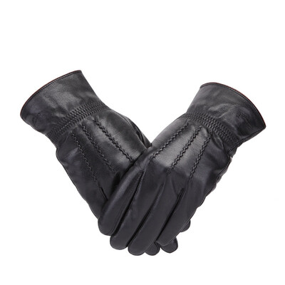 

Crocodile shirt CROCODILE fashion goatskin female&male couple warm gloves plus velvet thick mens models 19641003-01B black XXL code
