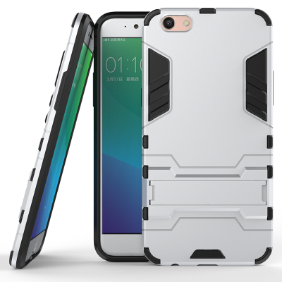 

Silver Slim Robot Armor Kickstand Shockproof Hard Rugged Rubber Back Case For OPPO R9s Plus