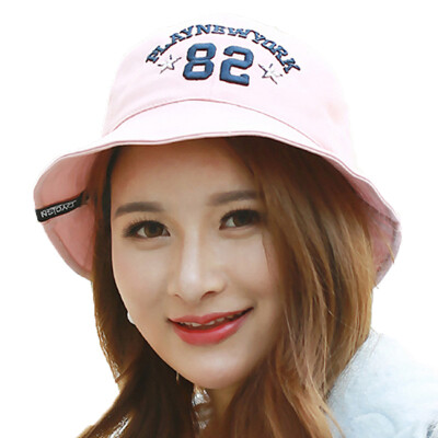 

MSEK WMZ160502 lady fisherman hat Korean version of the letter embroidery foldable big along the basin cap hat pink