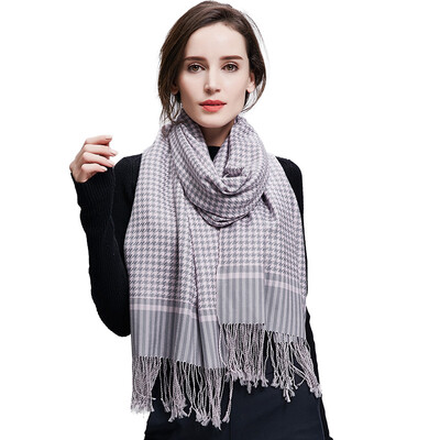 

Bao Shengxiang scarf female autumn&winter worsted lady wool scarf shawl thousands of birds grid warm collar w9507 black&white