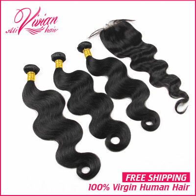 

Peruvian Virgin Hair with Closure Unprocessed Human Hair Weave 3 Bundles with Closure Peruvian Body Wave with Closure