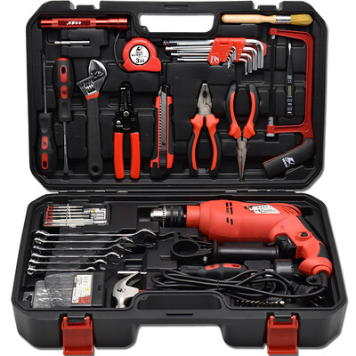 

Kraft Weil 750W13mm Household Electric Drill Impact Drill Toolbox Tool Set Tool Kit Household Repair Tool 64 Piece H13037A
