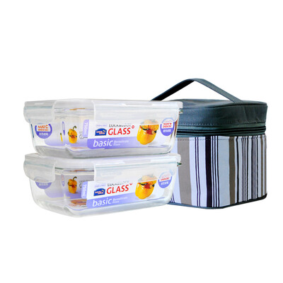 

Jingdong supermarket music buckle buckle glass crisper microwave oven lunch box glass bowl lunch box lunch box two sets of LLG428 send gray striped package 630ml 2