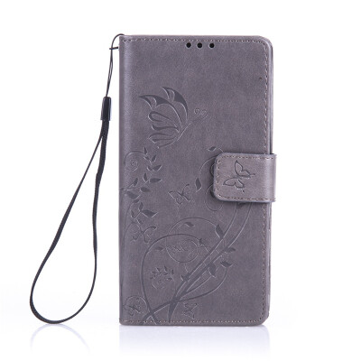 

Gray Flower Design PU Leather Flip Cover Wallet Card Holder Case for SONY M4 QUA